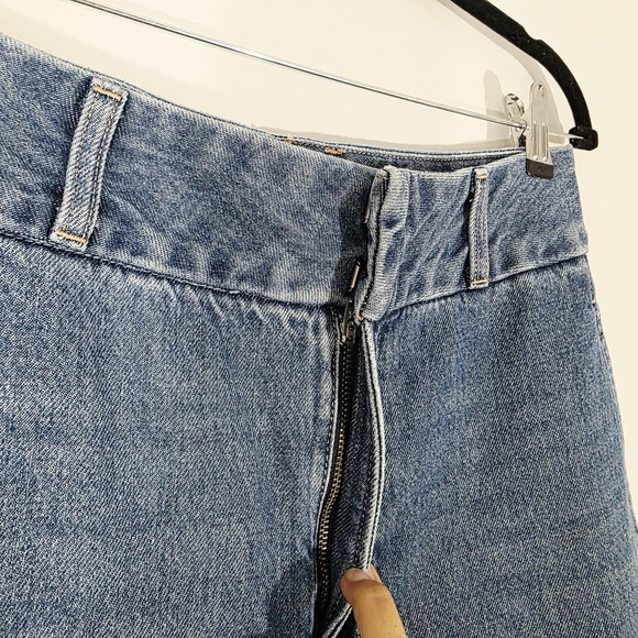 Express Relaxed Wide-Leg Super High Rise Blue Jeans Size 6L - Picture 3 of 12